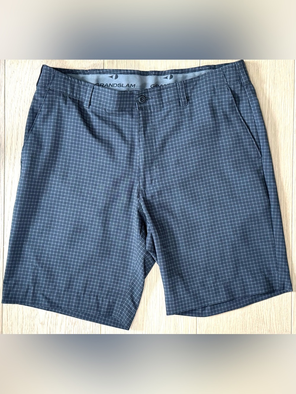 Grand Slam Men's Micro-Check Breathable Flat Front Shorts